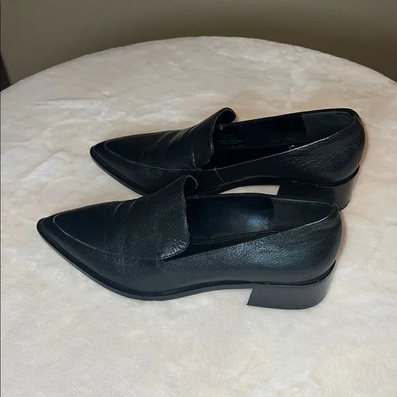 Vince Camuto Black Leather Loafer with Pointed Toe