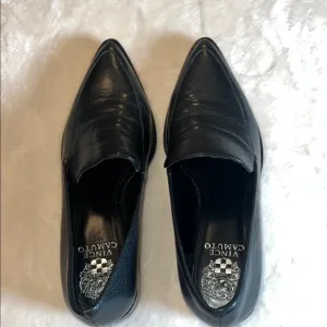 Vince Camuto Black Leather Loafer with Pointed Toe