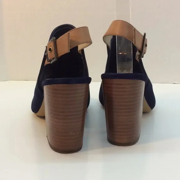 Vince Camuto Brianny Blue Suede OpenToe Slingbacks