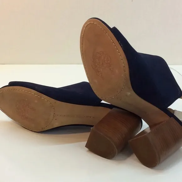 Vince Camuto Brianny Blue Suede OpenToe Slingbacks