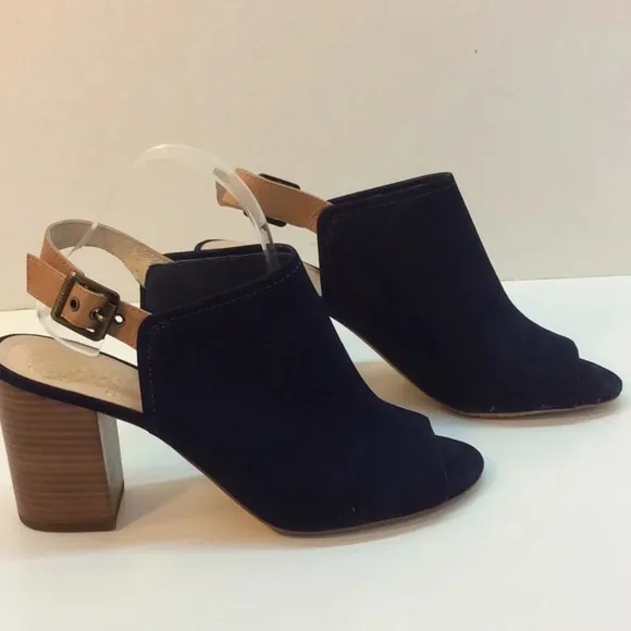 Vince Camuto Brianny Blue Suede OpenToe Slingbacks