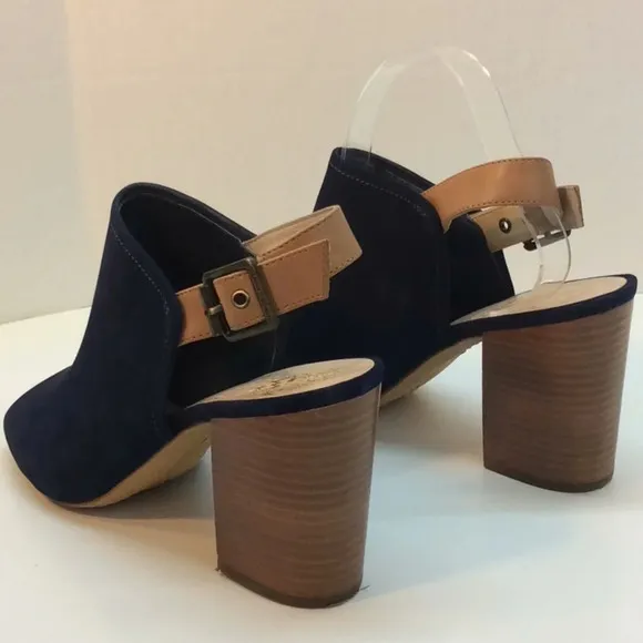 Vince Camuto Brianny Blue Suede OpenToe Slingbacks