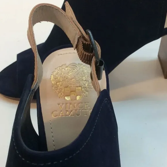 Vince Camuto Brianny Blue Suede OpenToe Slingbacks