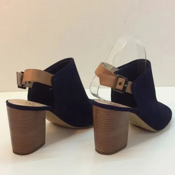 Vince Camuto Brianny Blue Suede OpenToe Slingbacks