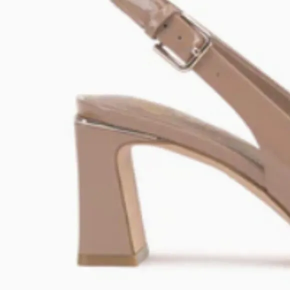 VINCE CAMUTO Patent Leather Hamden Slingback Heels in Chai Latte