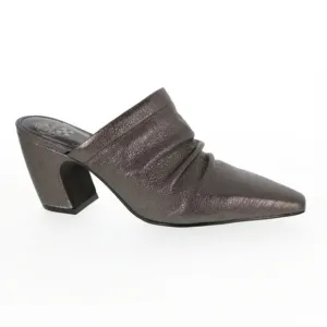Vince Camuto Silver Mules with Chunky Heel and Ruched Vamp