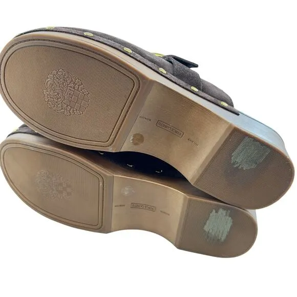 Vince Camuto Women's Brown Suede Canzenee Buckle Clogs Size 9