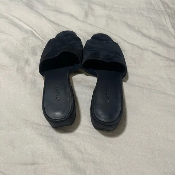 Vince Dark Navy Mules Sleek Minimalist Design