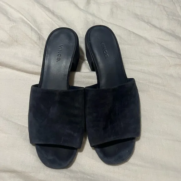 Vince Dark Navy Mules Sleek Minimalist Design