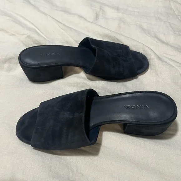 Vince Dark Navy Mules Sleek Minimalist Design