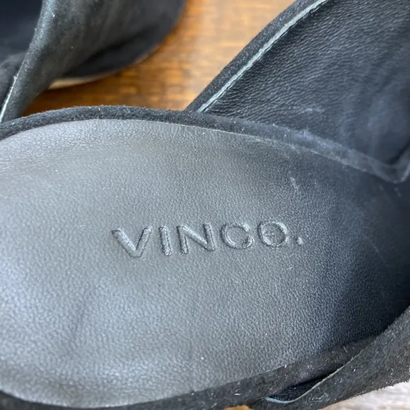 Vince Heath Black Suede Cross Strap Mule Sandal Size 8.5