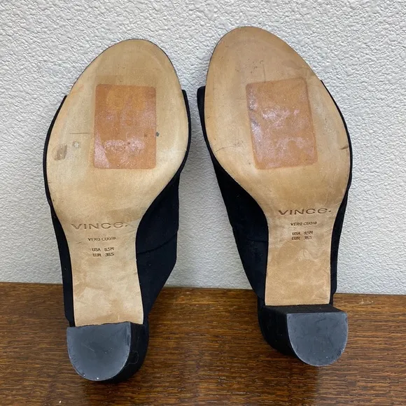 Vince Heath Black Suede Cross Strap Mule Sandal Size 8.5