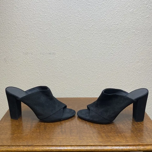 Vince Heath Black Suede Cross Strap Mule Sandal Size 8.5