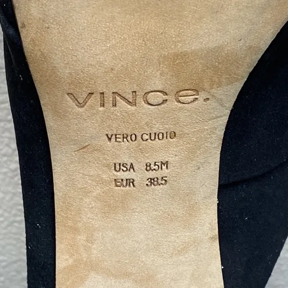 Vince Heath Black Suede Cross Strap Mule Sandal Size 8.5