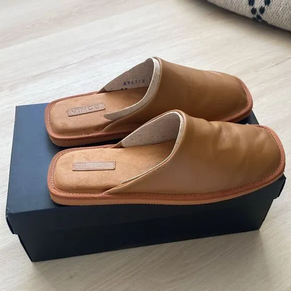 Vince Larisa Leather Flat Mules