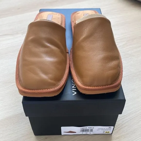 Vince Larisa Leather Flat Mules