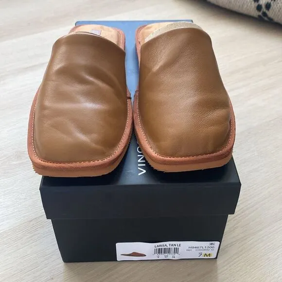 Vince Larisa Leather Flat Mules