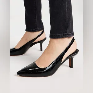 Vince Patrice Croco Slingback Heels - Black
