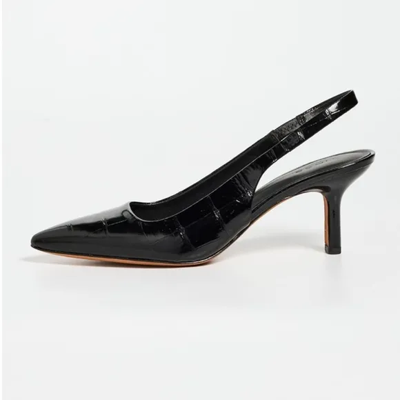 Vince Patrice Croco Slingback Heels - Black