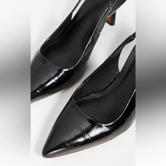 Vince Patrice Croco Slingback Heels - Black