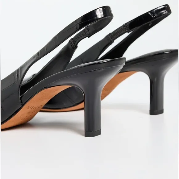 Vince Patrice Croco Slingback Heels - Black