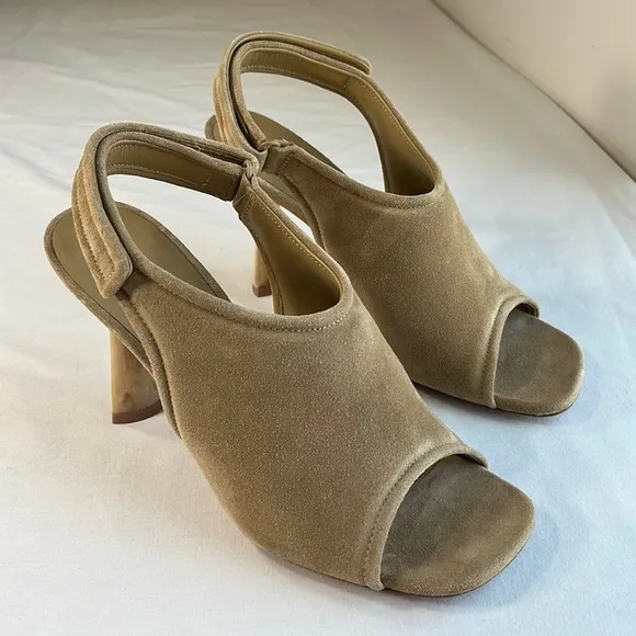 Vince Quest Suede Sandal Slingback Heels 3.5”, Women’s 9 Taupe/Tan