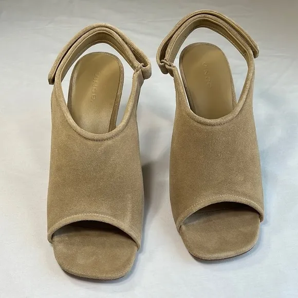 Vince Quest Suede Sandal Slingback Heels 3.5”, Women’s 9 Taupe/Tan