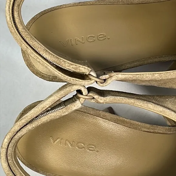 Vince Quest Suede Sandal Slingback Heels 3.5”, Women’s 9 Taupe/Tan