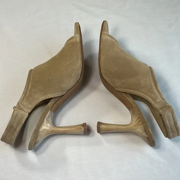 Vince Quest Suede Sandal Slingback Heels 3.5”, Women’s 9 Taupe/Tan