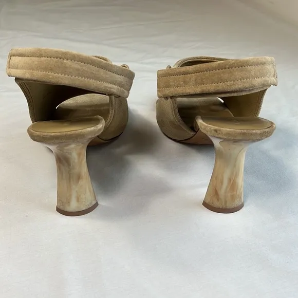 Vince Quest Suede Sandal Slingback Heels 3.5”, Women’s 9 Taupe/Tan