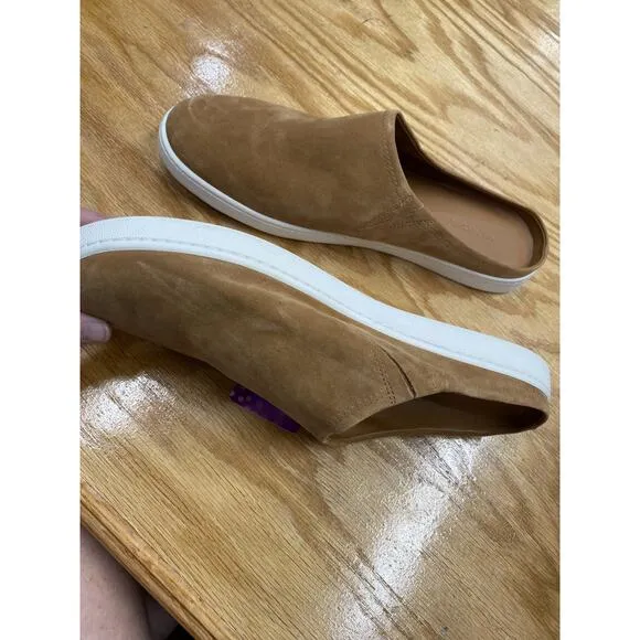 Vince Vianne Women's 10 M Brown Suede Leather Round Toe Comfort Flat Mules