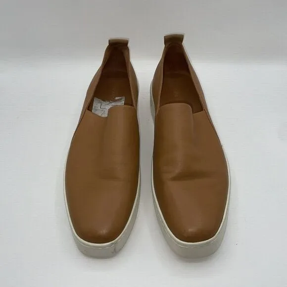Vince Women's Saxon 2 Slip-On Sneaker Leather Brown Caramel 7 Quiet‎ Luxury