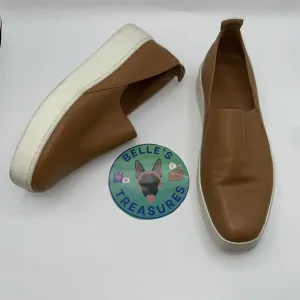 Vince Women's Saxon 2 Slip-On Sneaker Leather Brown Caramel 7 Quiet‎ Luxury