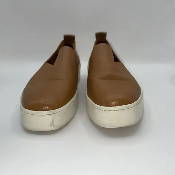 Vince Women's Saxon 2 Slip-On Sneaker Leather Brown Caramel 7 Quiet‎ Luxury