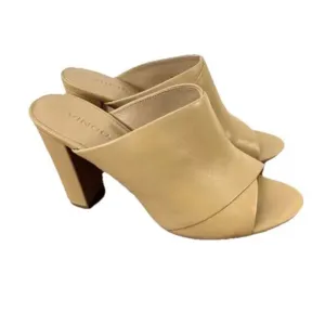 Vince Z4544 Womens Nude Hanna Leather Block-Heel Mules Sandals Size 9M EU 39