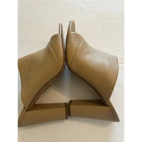 Vince Z4544 Womens Nude Hanna Leather Block-Heel Mules Sandals Size 9M EU 39