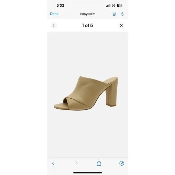 Vince Z4544 Womens Nude Hanna Leather Block-Heel Mules Sandals Size 9M EU 39