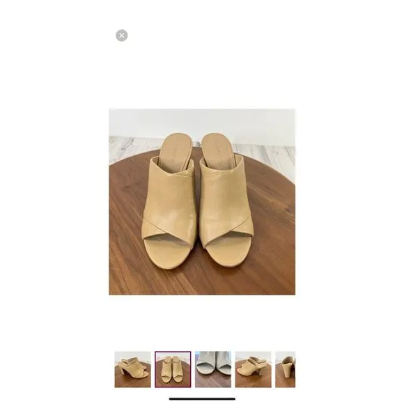Vince Z4544 Womens Nude Hanna Leather Block-Heel Mules Sandals Size 9M EU 39