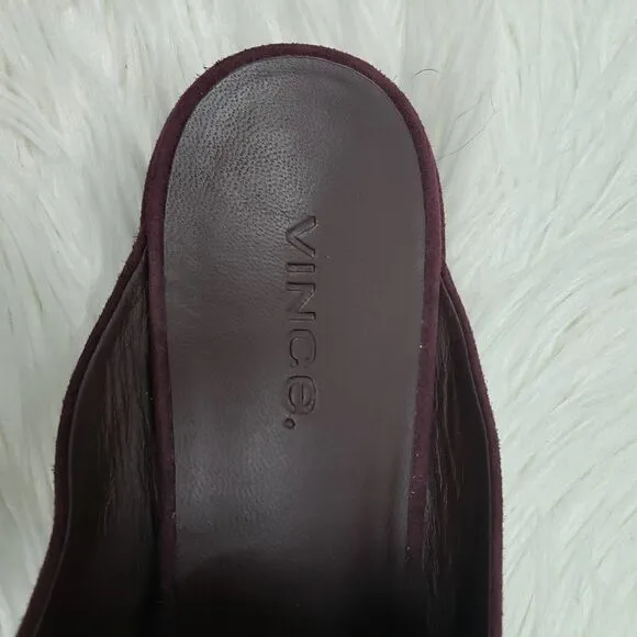 Vince Darby Mules Made in Italy Suede Leather Point Toe Navy Red Color Block 5.5