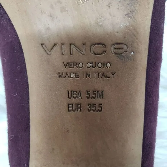 Vince Darby Mules Made in Italy Suede Leather Point Toe Navy Red Color Block 5.5