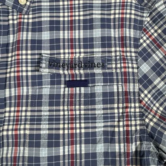 Vineyard Vines Harbor Shirt Mens XS‎ Blue Plaid Performance Vented Classic Fit