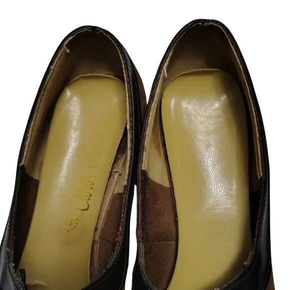 Vintage 1920s Flapper Brown Suede Mary Jane Bow Tie Top Foot Kitten Heels Size 7