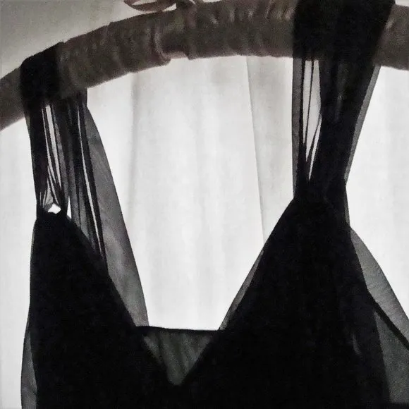 Vintage 1950s/60s Sheer Black Nylon Slip Dress Mad Men
