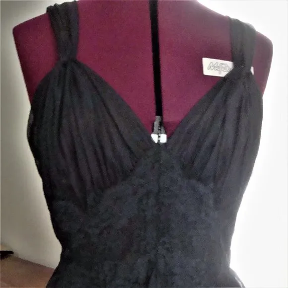 Vintage 1950s/60s Sheer Black Nylon Slip Dress Mad Men