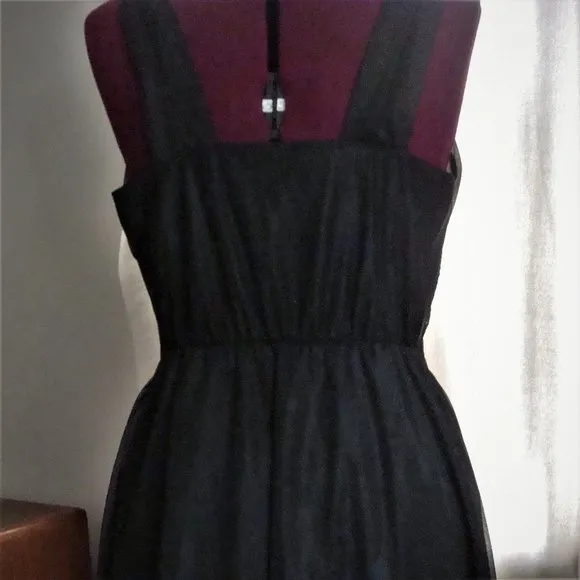 Vintage 1950s/60s Sheer Black Nylon Slip Dress Mad Men