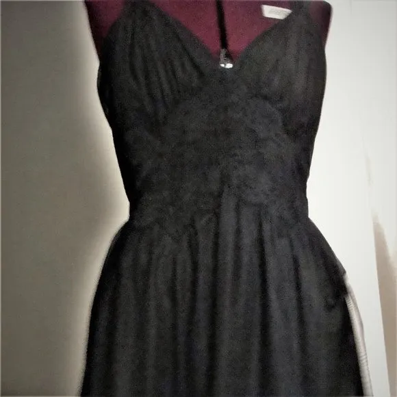Vintage 1950s/60s Sheer Black Nylon Slip Dress Mad Men