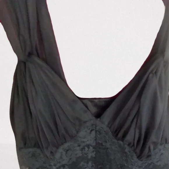 Vintage 1950s/60s Sheer Black Nylon Slip Dress Mad Men