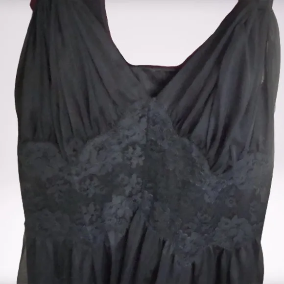 Vintage 1950s/60s Sheer Black Nylon Slip Dress Mad Men