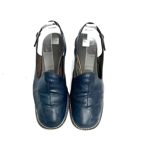 Vintage 1960s navy vegan leather mod slingback heels