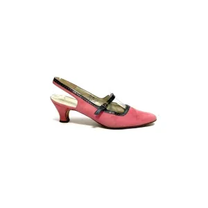 Vintage 1960s pink suede slingback Mary Jane kitten heels